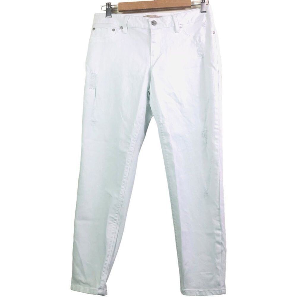 Max Jeans White Distressed Skinny Ankle Jeans